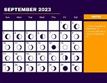 September 2023 Calendar Template With Moon Phases in Illustrator, EPS ...