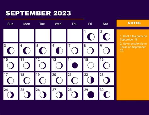 Moon Calendar September 2023
