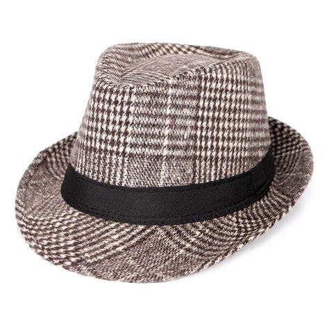 Vintage Wool Felt Plaid Fedora Trilby Hat With Black Hatband Innovato