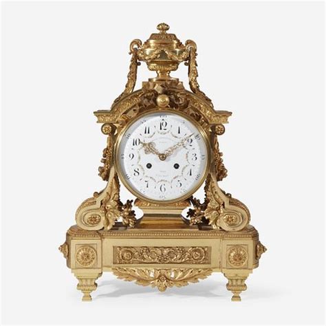 A Louis Xvi Style Gilt Bronze Mantel Clock Lemerle Charpentier And Cie