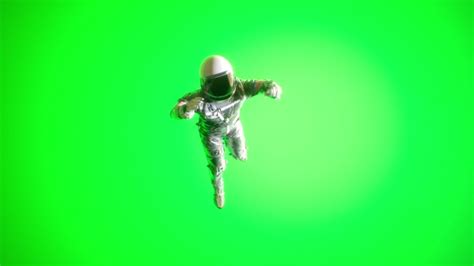 Spaceman Astronaut Stuck In Outer Space Drifting Slowly Green Screen