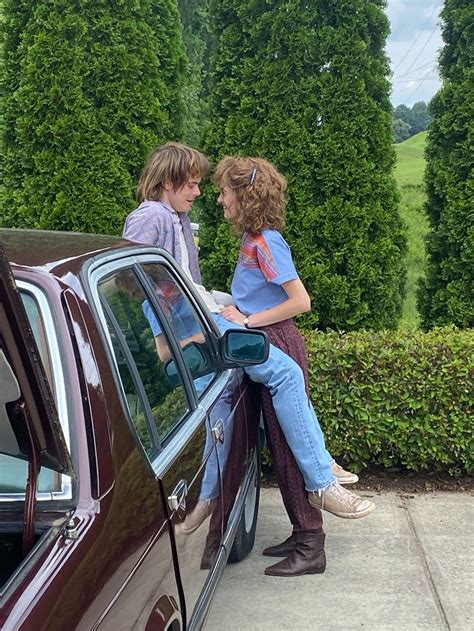 Stranger Things Behind The Scenes Charlie Heaton And Natalia Dyer Stranger Things Photo