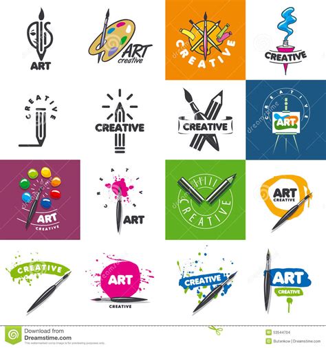 Collection Of Vector Logo Design Creativity And Art Stock Vector