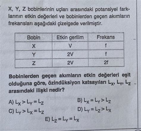 x y z bobinlerinin uçları arasındaki potansiyel fark fizik