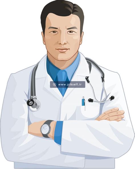 طرح وکتور کارتونی کاراکتر گرافیکی دکتر و پزشک با روپوش سفید
