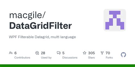 GitHub Macgile DataGridFilter WPF Filterable Datagrid Multi Language