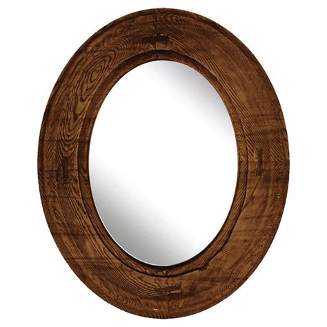 Oval Decorative Wall Mirror Rustic Wood Finish Ptm Images Adult