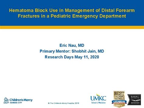 Hematoma Block Use In Management Of Distal Forearm