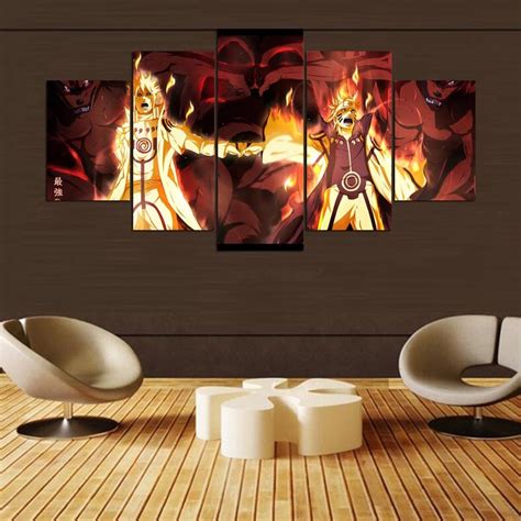 Canvas Home Modern Living Room Frame Hd Printed 5 Panel Naruto