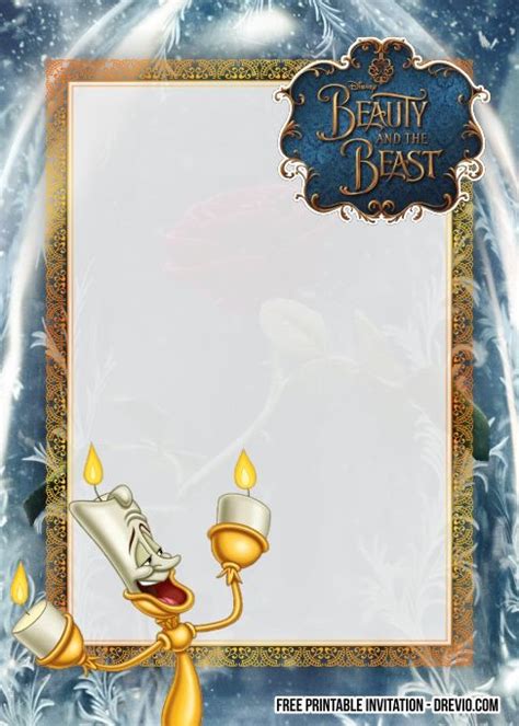 Free Printable Beauty And The Beast Invitation Templates Free