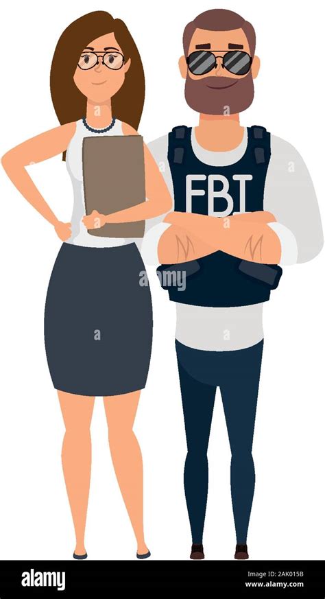 Young Man Fbi Agent With Woman Characters Stock Vector Image And Art Alamy