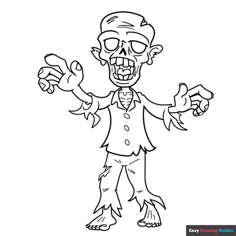 Cartoon Zombie Coloring Page Easy Drawing Guides