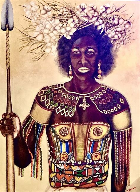 African Warrior Queen Nickeisha By Andy Hollimon 2021 Painting