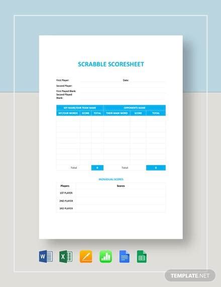 Free 9 Sample Scrabble Score Sheet Templates In Ms Word Pdf