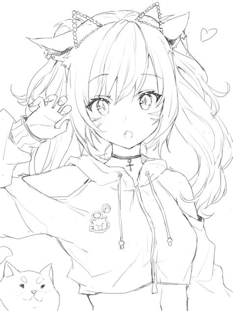 ミコッテ書初めbsv8fph1dl Girl Drawing Sketches Anime Girl