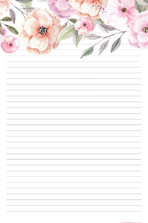 Printable Floral Lined Paper Pastel Writing Paper Printable 79f