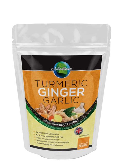 Ginger Turmeric Garlic And Black Pepper 3654mg 90 Capsules Up 3