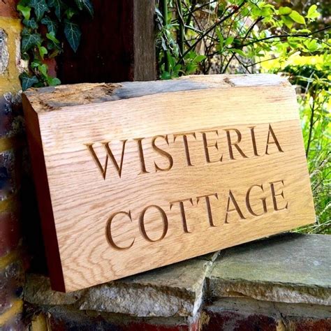 Personalised Natural Edge Oak House Wall Hanging Sign By Traditional