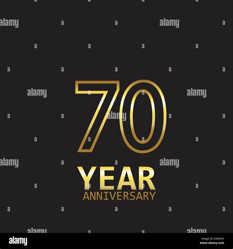 70 Year Anniversary Logo Vector Template Design Illustration Gold And