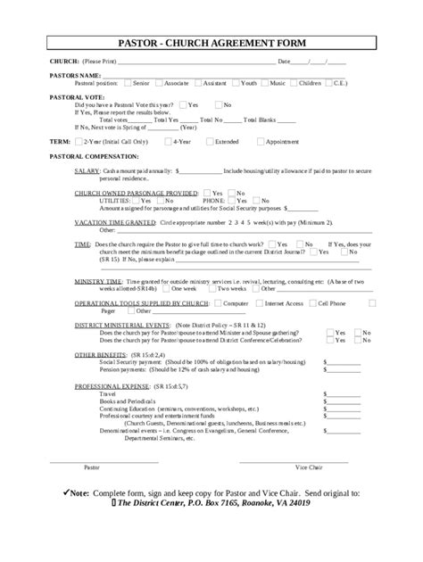 Pastor Church Agreement Doc Template Pdffiller