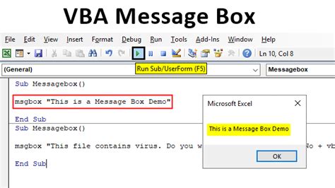 Vba Message Box Creating Message Box Vba Code In Excel