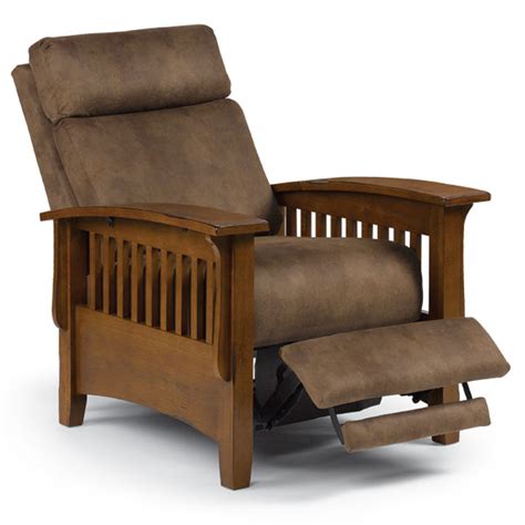 This mission recliner can recline almost all the way back. Tuscan Mission Recliner - Home Envy: Edmonton Furniture Stores