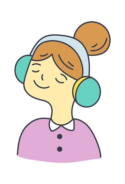 Premium Vector Girl With Headphones Vector Illustration