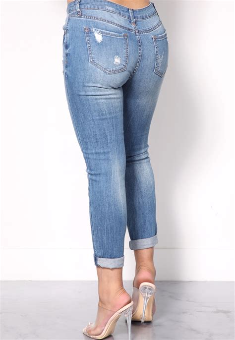 Distressed Denim Skinny Jeans Shop Denim At Papaya Clothing