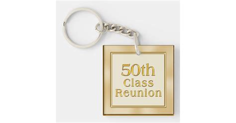 Classy Golden 50th Class Reunion Souvenirs Favors Keychain Zazzle