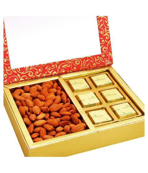 Ghasitaram Gifts Diwali Hampers Regular Mixed Nuts Gift Box Pink Part Almonds And Chocolate