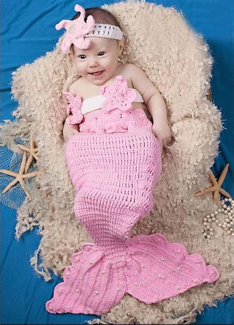 Crochet Knit Newborn Mermaid Tail Costume Baby Photography Props