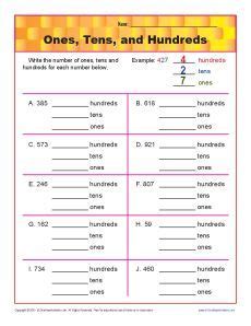 tens  hundreds  images place  worksheets place