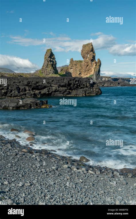 Lóndrangar Impressive Rock Formation On The West Shores Of Iceland On A