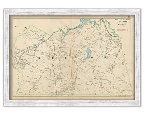 Town Of Weston Massachusetts 1908 Map Replica Or Genuine Original