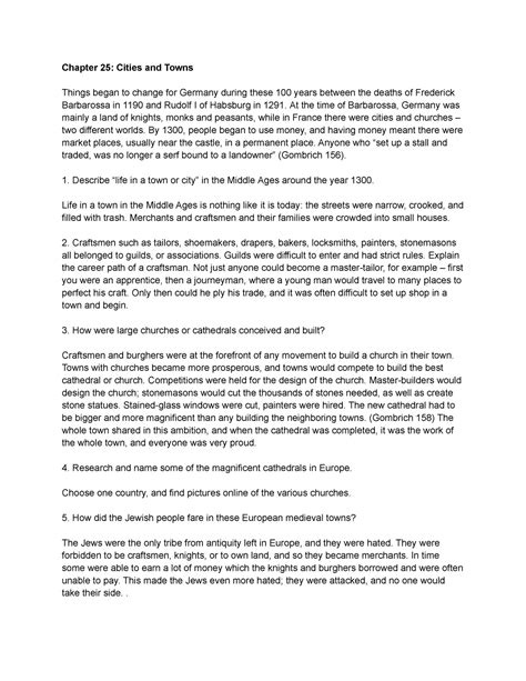 World history chapter 25,26 - study guide - Chapter 25: Cities and