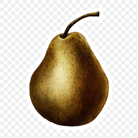 Gold Pear Fruit Sticker With A White Free Png Sticker Rawpixel