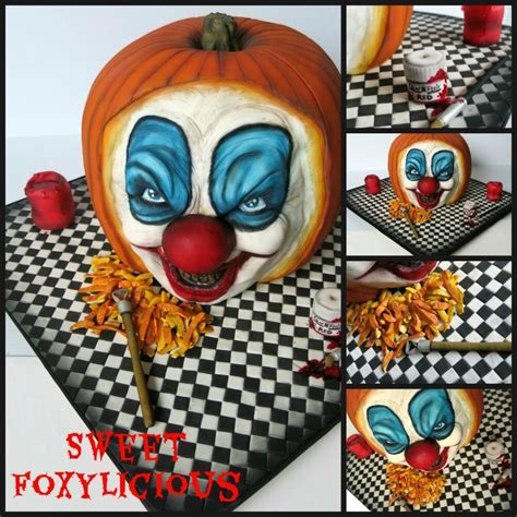 Sculpted Novelty Cakecarved Evil Clown Pumpkin Cake Cake International Silver Award