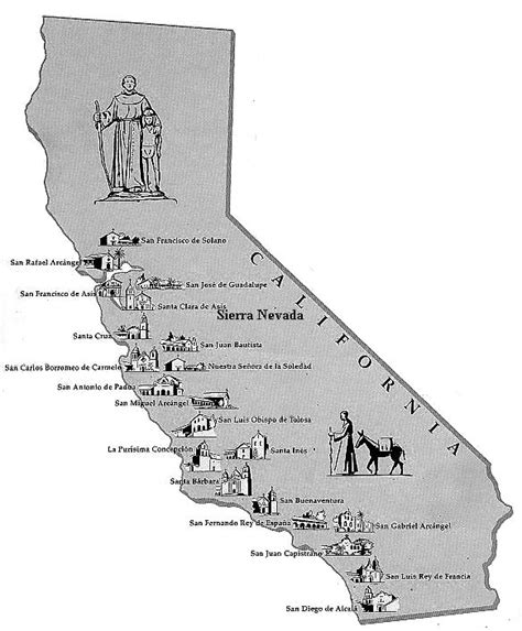 Map Of California Missions Printable