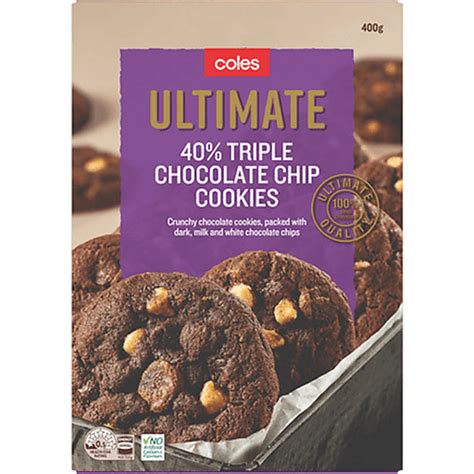 Coles Ultimate 40 Triple Chocolate Chip Cookies 400g Snacks Walter Mart