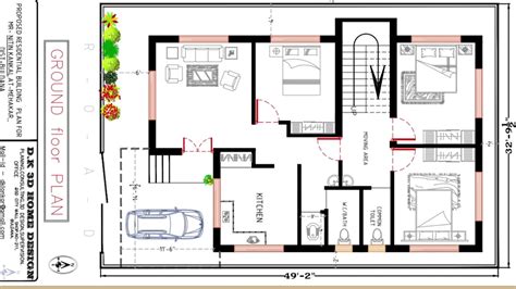 3 Bed Room House Plan 3 Bedroom House Design 30x50 House Plan