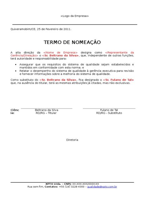 Modelo Termo Nomeação