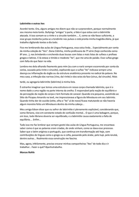 Labirintite E Outras Ites Texto Teatral