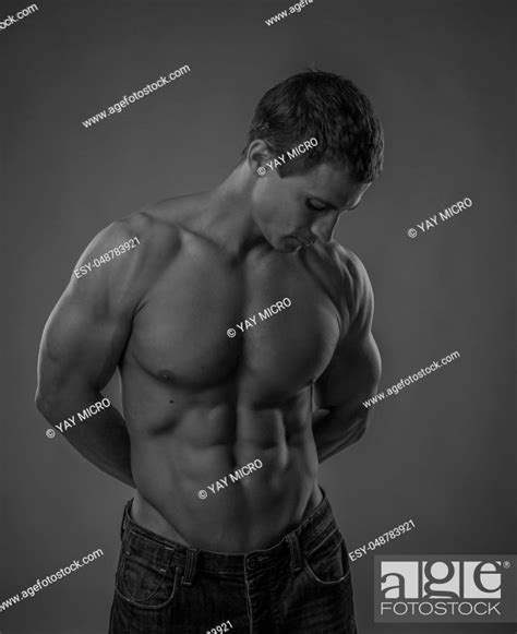 Muscular And Fit Young Man Posing Shirtless Stock Photo Picture And