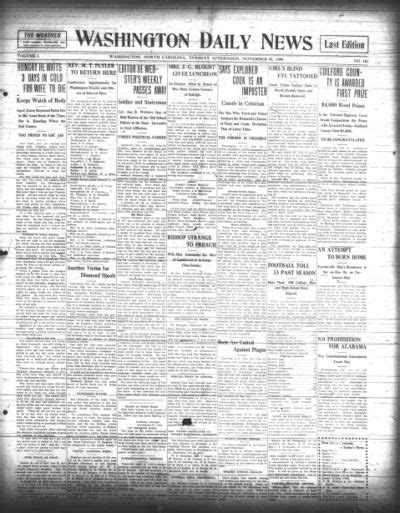 Washington Daily News Washington Nc 1909 Current November 30 1909 Last Edition Image 1