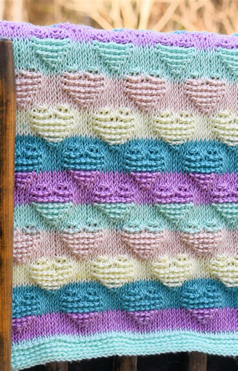 Tunisian Baby Blanket Striped Hearts Make It Crochet