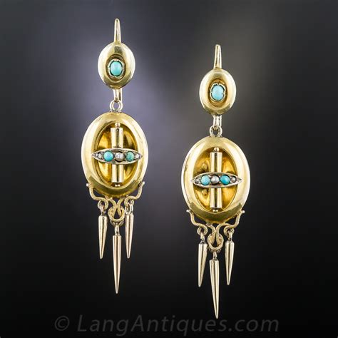 Victorian Turquoise Dangle Earrings