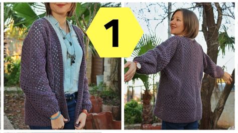 Crochet Super Easy Cardigan With 2 Hexagons Part 1 YouTube