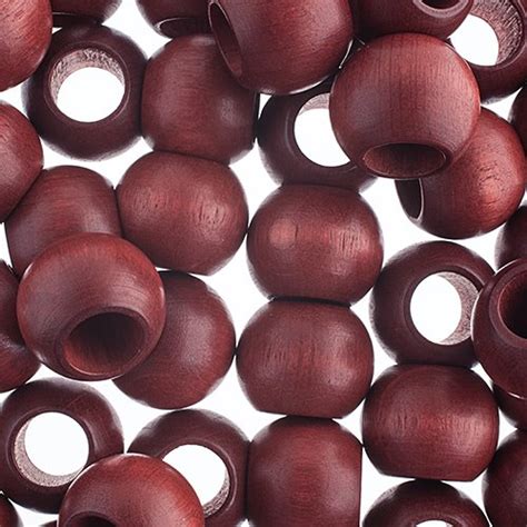 Large Hole Wood Beads 20x16mm Round Mahogany 50 Beadfx