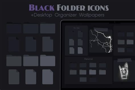 Black Folder Icons For Mac Black Minimalist Desktop Organizer Wallpaper