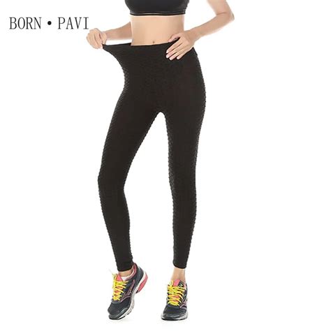 bornpavi leggings for women sexy push up workout black high waist leggings wrinkle scrunch butt